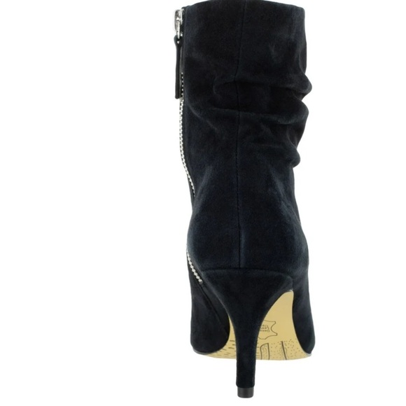 Bella Vita Black Heeled Boots with Ruched Design - Picture 2 of 5